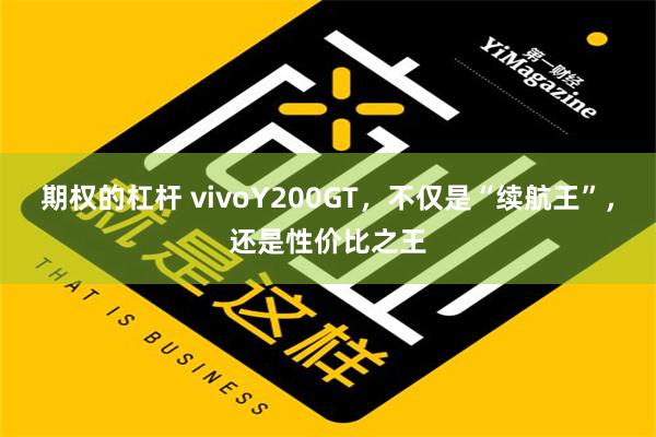 期权的杠杆 vivoY200GT，不仅是“续航王”，还是性价比之王